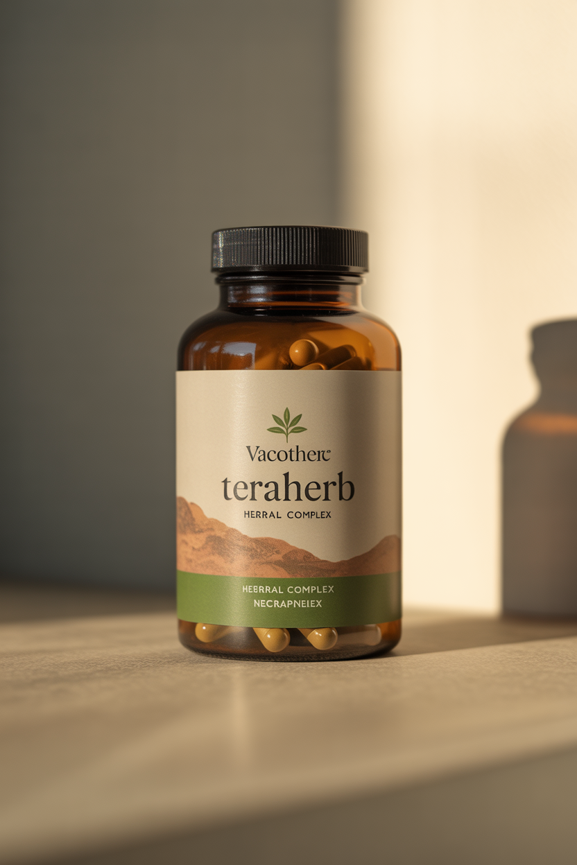 VascoterraHerb herbal supplement bottle with natural ingredients